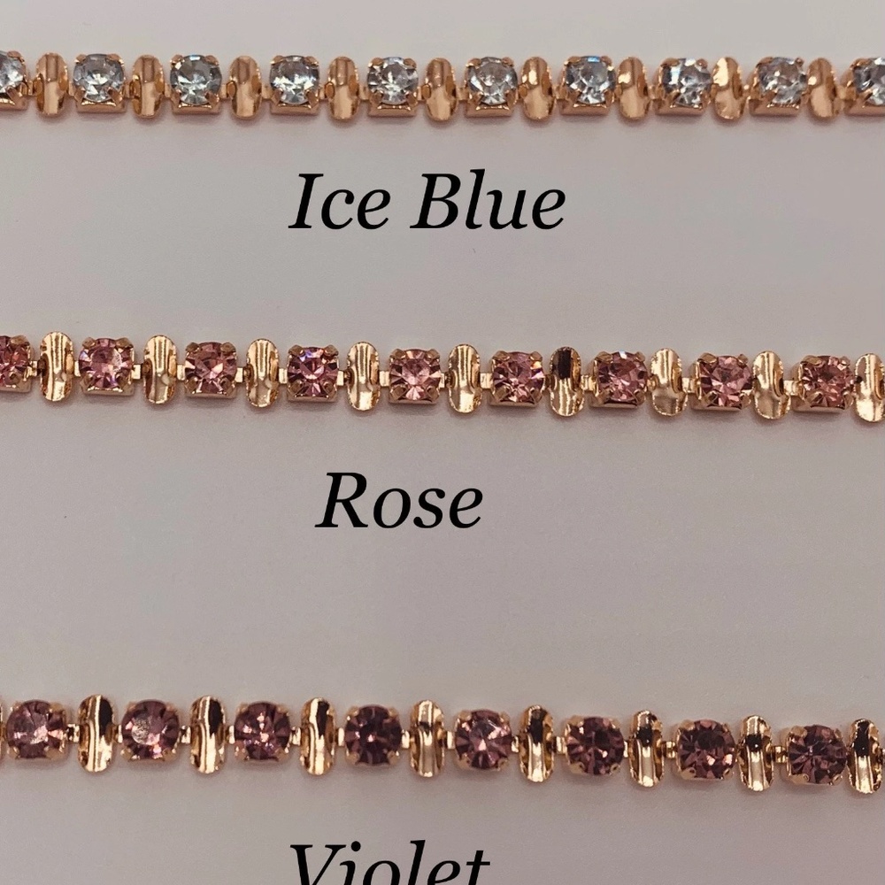 Set of 3 CZ Tennis Anklet, Ice Blue CZ Anklet, Rose Tennis Anklet, Violet Anklet - Picture 4 of 5